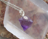 Purple Fluorite Octahedron Crystal Gemstone Pendant Necklace