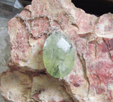 Prehnite Gemstone Faceted Crystal Bead Pendant Necklace