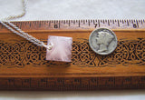 Rose Quartz Natural Gemstone Pyramid Pendant Necklace