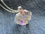 Natural Quartz Crystal Aurora Borealis Butterfly Pendant Necklace