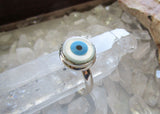 Evil Eye Mother of Pearl Sterling Silver Ring