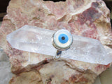 Evil Eye Mother of Pearl Sterling Silver Ring