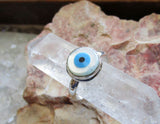 Evil Eye Mother of Pearl Sterling Silver Ring
