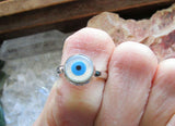 Evil Eye Mother of Pearl Sterling Silver Ring