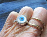 Evil Eye Mother of Pearl Sterling Silver Ring
