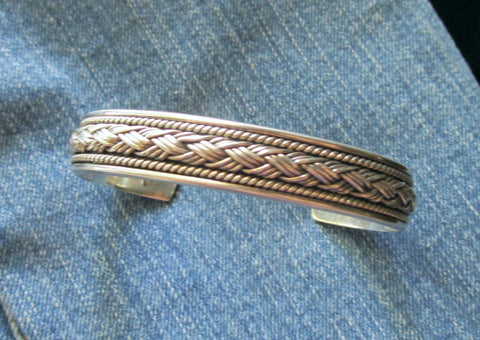 Vintage 925 Sterling Silver Braided Cuff Bracelet