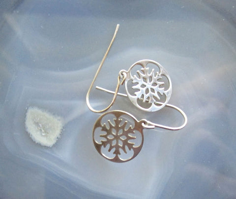 Sterling Silver Snowflake Dangle Earrings