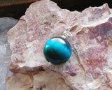 Turquoise Aura Tiger Eye Gemstone Ball Pendant Necklace