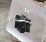 Black Tourmaline Raw Gemstone Crystal Pendant Necklace