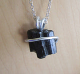 Black Tourmaline Raw Gemstone Crystal Pendant Necklace