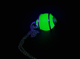 Vintage Vaseline Glass Sphere Black Light Glow Pendant Necklace