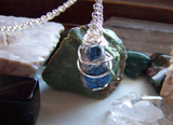 Natural Polished Afghanite Granite Wire Wrapped Pendant