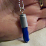 Electric Blue Agate Silver Bullet Jewelry Pendant