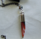 Banded Agate Horn and Lodolite Silver Bullet Jewelry Pendant