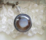 Eye Agate Black and White Gemstone Spiral Necklace Pendant