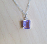 Alexandrite Color Change Created Gemstone Crystal Necklace