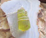 Natural Baltic Gold Amber Wire Wrapped Pendant Necklace