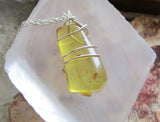 Natural Baltic Gold Amber Wire Wrapped Pendant Necklace