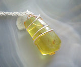 Natural Baltic Gold Amber Wire Wrapped Pendant Necklace