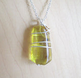 Natural Baltic Gold Amber Wire Wrapped Pendant Necklace