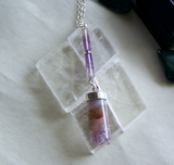 Amethyst Fluorite Geode Druzy Stalactite Pendant