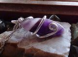 Purple Chevron Amethyst Wire Wrapped Pendant Necklace