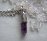 Amethyst Heart Silver Bullet Jewelry Pendant