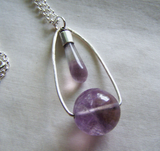 Ametrine and Rainbow Fluorite Double Gemstone Pendant