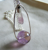 Ametrine and Rainbow Fluorite Double Gemstone Pendant