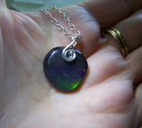 Iridescent Ammolite Ancient Seashell Crystal Jewelry Pendant