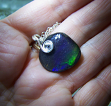 Iridescent Ammolite Ancient Seashell Crystal Jewelry Pendant