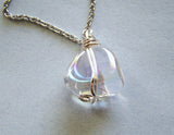 Opal Aura Iridescent Polished Quartz Crystal Wire Wrapped Pendant