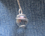 Opal Aura Wire Wrapped Quartz Crystal Ball Pendant Necklace