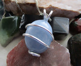 Angelite Natural Sky Blue Crystal Gemstone Pendant Necklace