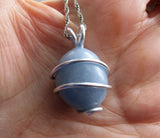 Angelite Natural Sky Blue Crystal Gemstone Pendant Necklace