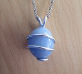 Angelite Natural Sky Blue Crystal Gemstone Pendant Necklace