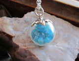 Blue Apatite Gemstones Crystal Glass Ball Pendant Necklace