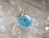 Blue Apatite Gemstones Crystal Glass Ball Pendant Necklace