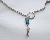 Blue Apatite Man in the Moon Antiqued Silver Necklace