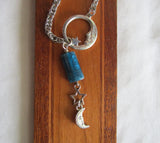 Blue Apatite Man in the Moon Antiqued Silver Necklace