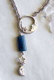 Blue Apatite Man in the Moon Antiqued Silver Necklace