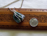 Natural Blue Apatite Crystal Wire Wrapped Pendant Necklace