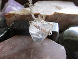 Natural Clear Apophllite Pyramid Pendant Necklace