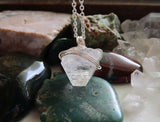 Natural Clear Apophllite Pyramid Pendant Necklace