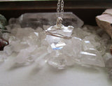 Natural Clear Apophllite Pyramid Pendant Necklace