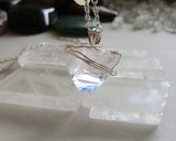 Natural Clear Apophllite Pyramid Pendant Necklace