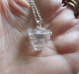 Natural Clear Apophllite Pyramid Pendant Necklace