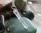 Natural Aquamarine Gemstone Wire Wrapped Crystal Pendant Necklace