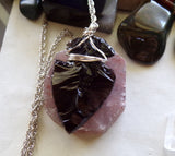 Black Obsidian Arrowhead Crystal Wire Wrapped Pendant Necklace