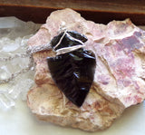 Black Obsidian Arrowhead Crystal Wire Wrapped Pendant Necklace